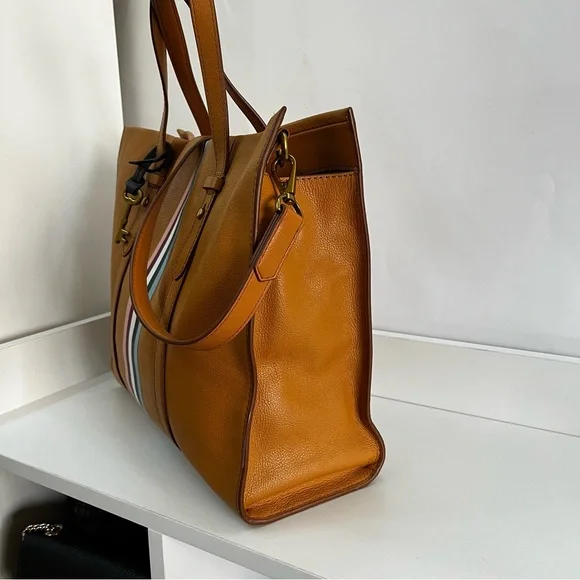 FOSSIL Kingston Carmen Sydney Maddox Stripe Tote Satchel Handbag - Picture 5 of 11